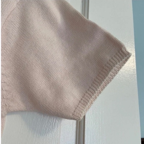 Vintage J Crew Pale Pink Cotton Crew Neck Sweater; Short Sleeves; Perfect; Med - Picture 9 of 11